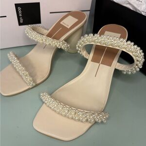 Dolce Vita Noel Pearl Embellished Cream Heels